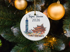 Taipei, Taiwan 2026 circular ornament featuring Taipei 101 and traditional buildings.