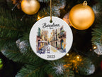 Barcelona, Spain 2025 ceramic ornament with street scene.