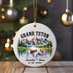 Grand Teton ornament with personalized names and date.