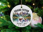 Grand Teton ornament with personalized names and date.