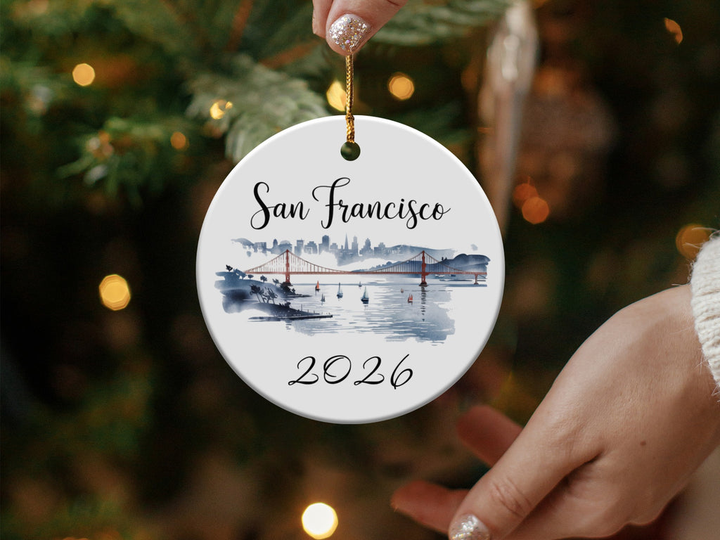 San Francisco Golden Gate Bridge ornament with year 2026.