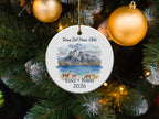 Round ornament with Torres del Paine, Chile landscape and "Lisa + John 2026".
