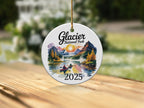 Glacier National Park 2025 ornament with kayakers on a lake.