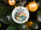 Dominican Republic 2026 ornament with tropical beach scene and palm trees.