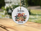 Sedona Arizona 2026 ceramic ornament with desert landscape.