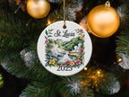 St. Lucia 2025 ceramic ornament featuring geothermal hot springs with lush greenery.