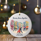 Buenos Aires, Argentina tango dancers ornament with the year 2026.