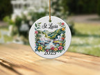 St. Lucia 2025 ceramic ornament with tropical hot springs scene.