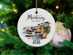 Monterey California coastal scene ornament with "2026" below.