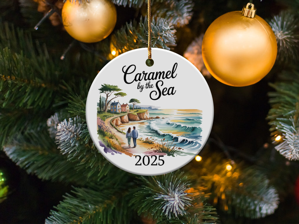 Carmel by the Sea Ornament, Custom 2025 Travel Keepsake, Personalized Vacation Honeymoon Reunion Christmas Trip Gift, Coastal Lover Decor
