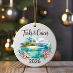 Turks and Caicos 2026 ornament with seashell and coral.