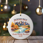 Jackson Hole Smith Family Reunion 2026 ornament with mountain and river scene.