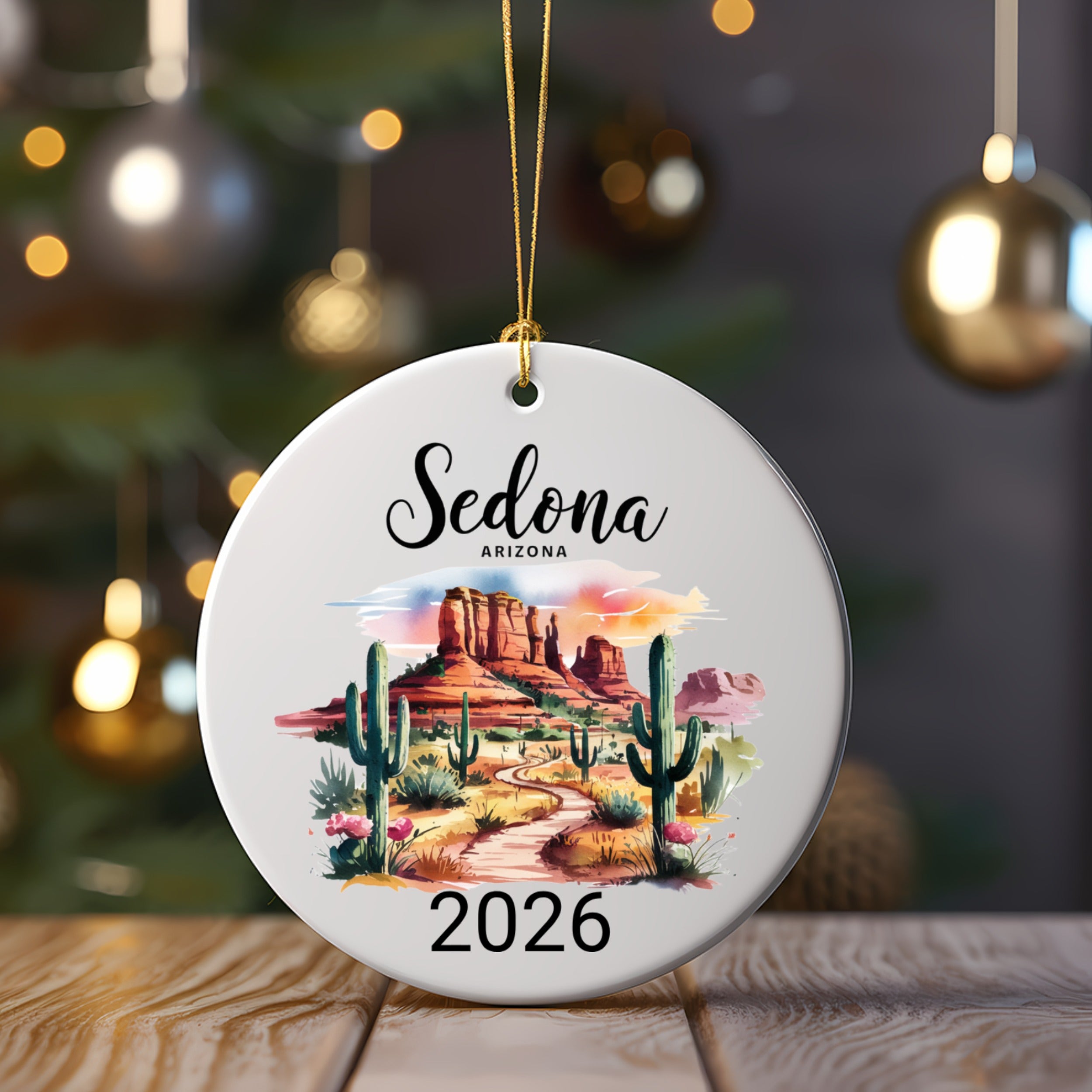 Sedona Arizona 2026 ornament with desert landscape.