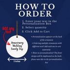 How to order: personalize, select quantity, add to cart. Ornament shown.