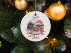 Kyoto 2026 ornament with shrine, torii gate, and cherry blossoms.