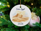 Cairo, Egypt ceramic ornament with pyramids and Sphinx, dated 2026.