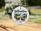 Yellowstone ornament with bison and mountains, "Wilson Family Vacation 2026".