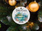 Turks & Caicos 2026 ornament with seashells and tropical island scene.
