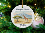 Kilimanjaro, Tanzania Christmas ornament with giraffe and "2026".