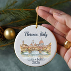 Florence, Italy ornament with "Lisa + John 2026" personalization.