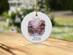 Kyoto 2026 ornament featuring traditional Japanese buildings and cherry blossoms.