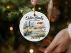 Outer Banks, North Carolina 2025 ceramic ornament with lighthouse and biplane.