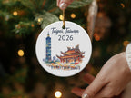 Taipei, Taiwan 2026 ceramic ornament with Taipei 101 illustration.