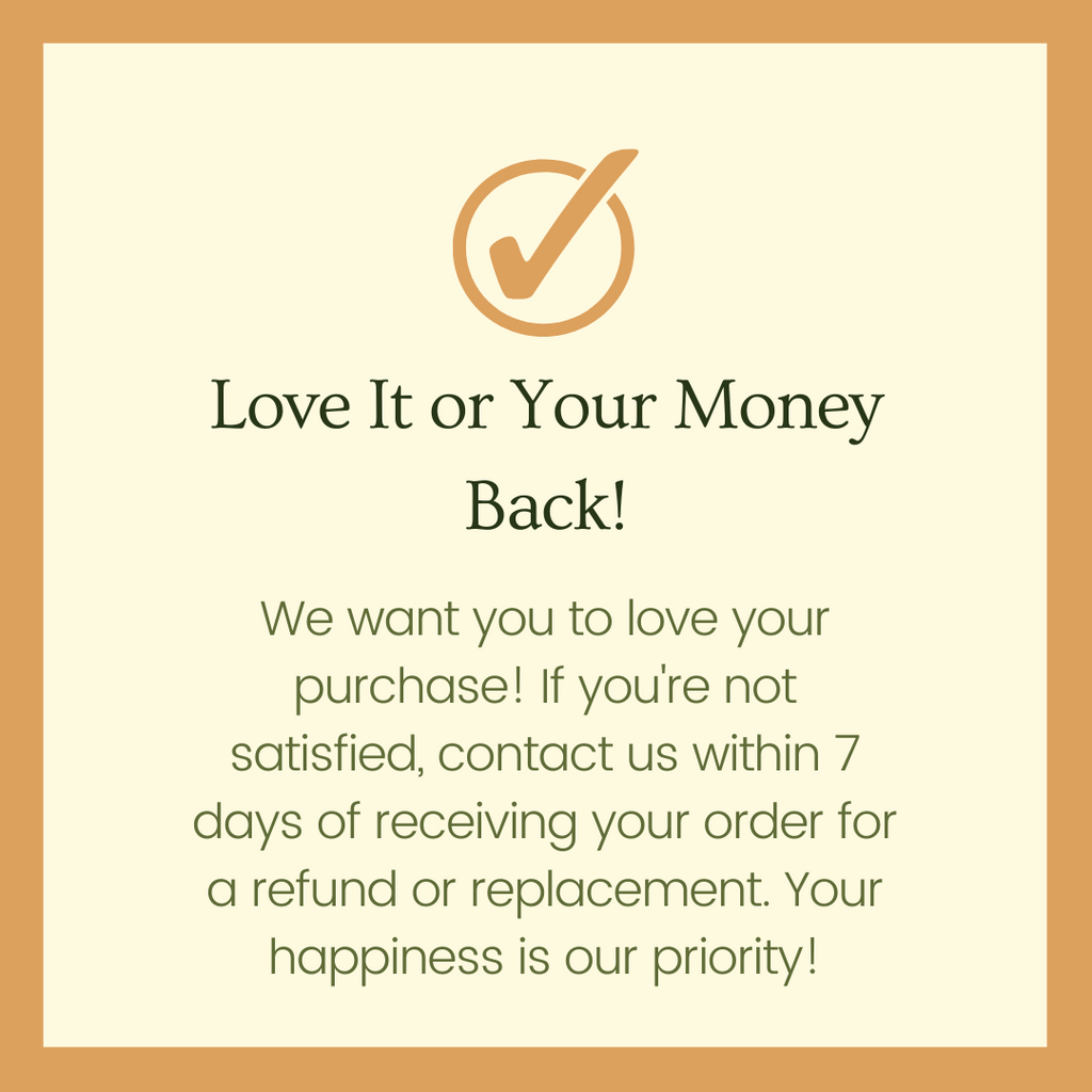 Guarantee text: Love it or your money back; contact us within 7 days.