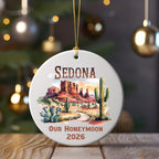 Sedona honeymoon ornament with desert landscape and cacti.