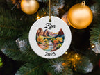 Round ornament with Zion National Park landscape and "2025" text.