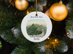 Christmas ornament depicting Great Wall of China with "Lisa + John 2026".