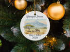 Personalized Kilimanjaro Tanzania Ornament, Custom Elephant Family Vacation Souvenir, Honeymoon Trip Gift, Safari Travel Keepsake for