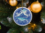 Bora Bora French Polynesia ceramic ornament with tropical island scene on Christmas tree.