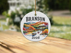 Branson 2026 ceramic ornament with train and autumnal landscape.